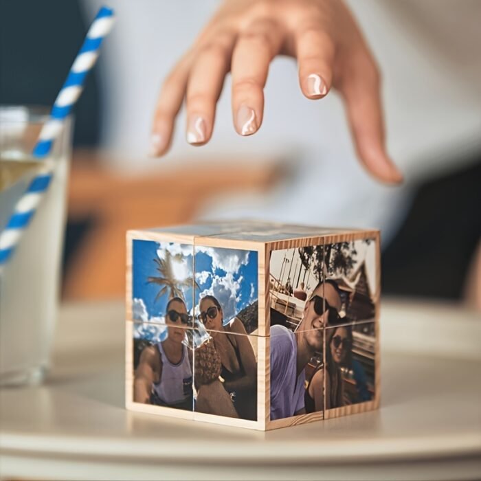Magic Cube Photo Frame - DIY Creative Handmade Wooden Keepsake, Unique Foldable Collage Movie Theme Square Shape, Innovative Crafted Material for Parental Celebration Gift, Landscape Layout, Desktop Setup, Durable - Image 2