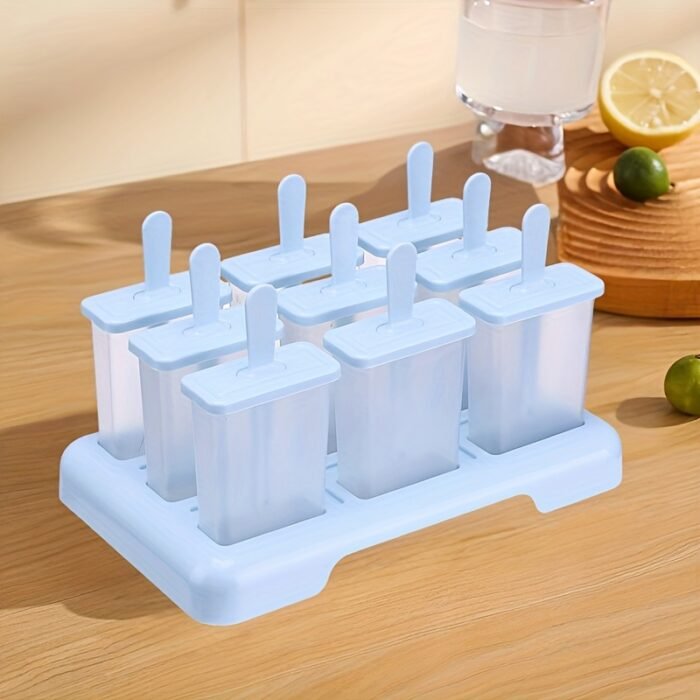 9-Cavity Reusable BPA-Free Popsicle Mold - Easy Release Non-Stick Ice Cream Maker for Homemade Frozen Treats, 9 Uniform Popsicles with Ergonomic Handles, Perfect for Family Desserts & Summer Snacks, Silicone Popsicle Mold, Kitchen Essentials, Family Dessert Maker, Polypropylene Construction - Image 5