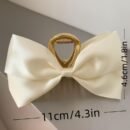 Single Elegant Satin Bow & Geometric Fabric Claw Clip - Secure Shark Grip Hair Clip for Updos, Weddings, Parties - Black & White Hair Accessories for Women, Party Hair Decoration, Satin Finish