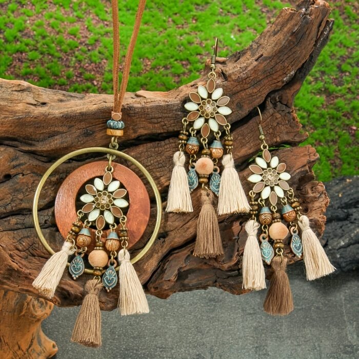3pcs Boho Vacation Women'S Fashion Jewelry Set, Cute, Glass Mosaic Zinc Alloy Copper Plated, with Earrings + Necklace - Image 6