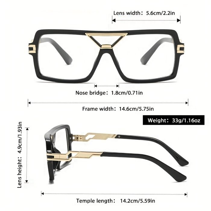 Titanora Women'S Fashion Glasses with Black & Golden Accents, Decorative Rectangular Lenses, Durable Metal Frame, Includes Case & Cloth - Stylish Everyday Eyewear, Everyday Eyewear | Decorative Lenses | Metallic Accents, Fashion Glasses - Image 5