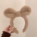 Plush Bunny Rabbit Ear Headband - Soft Fluffy Ears Hair & Face Wash Accessory, Cute Winter Fall Cosplay Costume for Cosplay, Themed Parties, Daily Wear, Party Headwear, Cozy Texture, Playful Style, Durable Fabric, Fashion Lovers