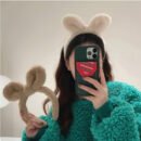 Plush Bunny Rabbit Ear Headband - Soft Fluffy Ears Hair & Face Wash Accessory, Cute Winter Fall Cosplay Costume for Cosplay, Themed Parties, Daily Wear, Party Headwear, Cozy Texture, Playful Style, Durable Fabric, Fashion Lovers