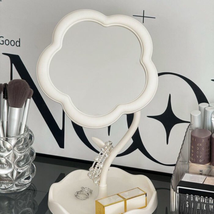 Floral Makeup Mirror with Rotating Base - Pastel Pink Vanity Mirror, No Battery Needed, Sturdy Glass Surface & Elegant Floral design for Dorm, Bedroom, Bathroom, Desk - Cute Decorative Makeup Mirror for Women & Teens, Dorm Room Essentials, Playful Aesthetic, Polished Finish, Teen Accessories - Image 5