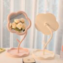 Floral Makeup Mirror with Rotating Base - Pastel Pink Vanity Mirror, No Battery Needed, Sturdy Glass Surface & Elegant Floral design for Dorm, Bedroom, Bathroom, Desk - Cute Decorative Makeup Mirror for Women & Teens, Dorm Room Essentials, Playful Aesthetic, Polished Finish, Teen Accessories