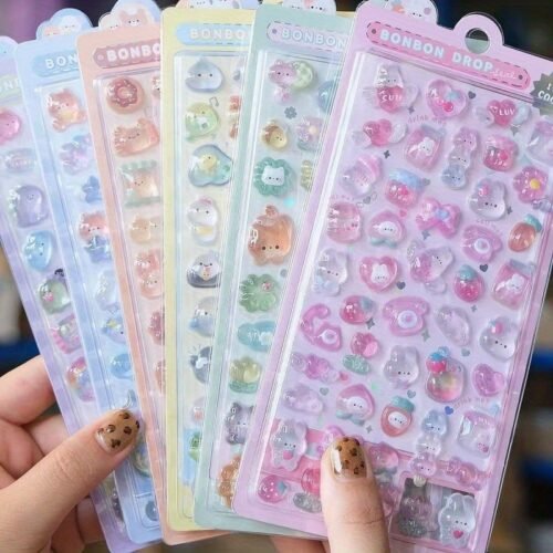 More than 300 different cute 3D stickers-light color design, suitable for mobile phone shell, hand curtain decoration and handicraft, fun stickers, diary embellishment, three-dimensional relief stickers