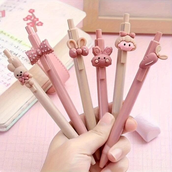 3-Pack Cute Rabbit Retractable Ballpoint Pens, Assorted Colors, No Feathers, Smooth Writing Stationery - Image 7