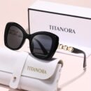 TITANORA Women'S Large Frame Fashion Glasses Chain - Cat Eye Design, Polycarbonate Frame with Metal Hinges, Decorative Eyewear for Casual Attire & Everyday Use, Stylish Accessory, Sleek Eyewear, Durable Eyewear