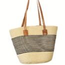 [Elegant Woven Bag] Large Capacity Woven Tote Bag | Women's Beach Shoulder Bag, High-end Feel, 3 Colors to Choose from, Including Beige Brown Striped, Beige Black Striped, Brown Black Stripe