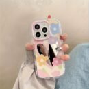 Colorful Small Flower Heart Letter Pattern Cream Shell Mirror Phone Case, Suitable for Iphone 11 12 13 14 15 16 Pro Max 12 Pro Max 13 Pro Max 14 Pro Max 15 Pro 16 Pro Max Mirror Cream Shell Material - Transparent - Heart Small Flower Mirror