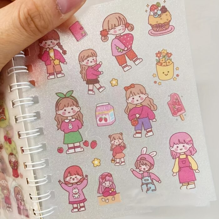 Frosted Hand Ledger Sticker, Cartoon Girl & Heart Design, Free Cutting, Durable Polyethylene Terephthalate, Mixed Color, Perfect for Students & Gifts - Image 2