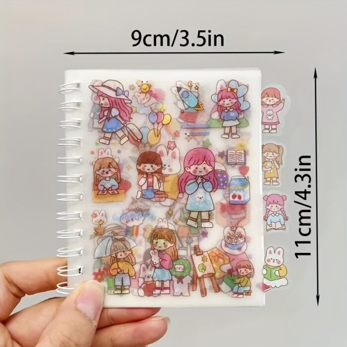 Frosted Hand Ledger Sticker, Cartoon Girl & Heart Design, Free Cutting, Durable Polyethylene Terephthalate, Mixed Color, Perfect for Students & Gifts - Image 6