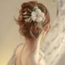 Elegant Fabric Rose Hairpin - Flat Hair Clip with Soft Pink & White Floral Design, Secure Hold for Thick/Thin Hair, Casual & Special Occasions, Comfortable Everyday Hair Accessories, Sophisticated Accessory