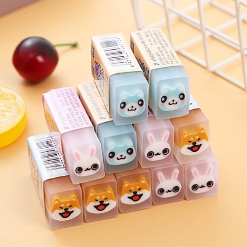 6pcs Cute Animal Erasers for Kids - Pastel Desk Pets with Bunny, Puppy, Kitten & More, Durable School Supplies for Classroom Rewards, Back to School Gifts, Treasure Box for Students