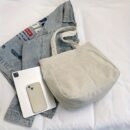 Women'S Large Capacity Corduroy Tote Bag - Casual White Shoulder Handbag with Zipper Closure, 4-Season Versatile Design, Durable & Stylish for Everyday Use, Everyday Tote Bag | Casual Style Bag | Corduroy Material, Large Tote Bag, Versatile Carryall, Classic Stripe Pattern, Sturdy Handle Construction, Travel Accessory, Minimalist Design, Highquality Fabric, Spacious Carryall, Fashion Lovers