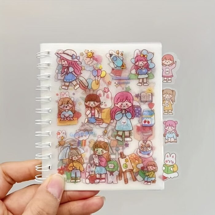 Frosted Hand Ledger Sticker, Cartoon Girl & Heart Design, Free Cutting, Durable Polyethylene Terephthalate, Mixed Color, Perfect for Students & Gifts - Image 7
