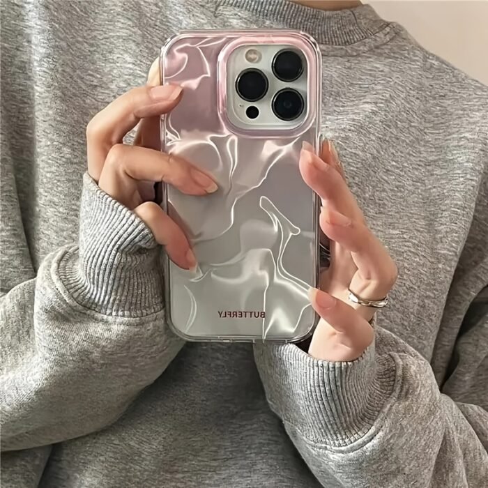 A Brand New Pink Gradient Water Ripple Phone Case Suitable for iPhone 11/12/13/14/15/16, Including iPhone 16/15/14/13/12/11 Pro Max, XS/XR/X/7/8, Made of TPU with a Transparent White Mixed Color
