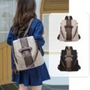 Cross-Border Fashion Backpack, Available in Beige/Black, Size 31×34×15cm, Bow Decoration, Diamond Embossed, Large Capacity Commuter Backpack
