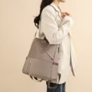 Stylish Women'S Backpack - Large Capacity, Durable Nylon, Zippered Compartments, Brown Accents, Perfect for Commuting and Everyday Use, Casual Daypack | Minimalist Backpack | Secure Zipper Closure