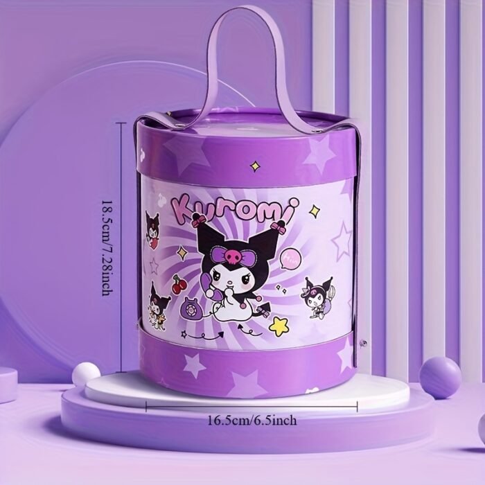 Sanrio Kawaii for kuromi Stationery Set Cute Cuddle Bucket,Portable for School Student Kids Gift Birthday Christmas Creative Art Desk Tool - Image 3