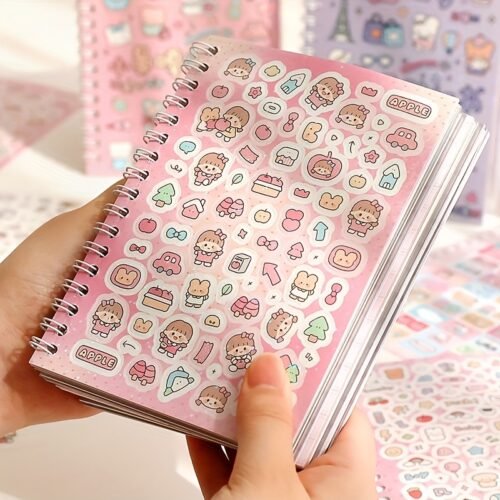 16 Sheets Cute Animal Stickers Notebook - Adorable Cartoon Animal Designs, Self-Adhesive, Mixed Colors, Perfect for Scrapbooking, DIY Projects, and Personalizing Gifts, Scrapbooking Supplies|Playful Design|Glossy Finish