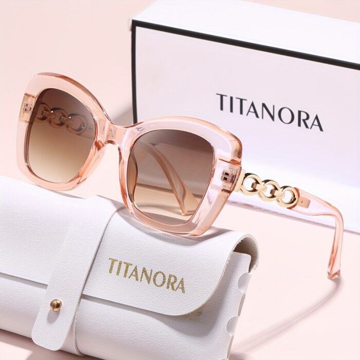 TITANORA Women'S Large Frame Fashion Glasses Chain - Cat Eye Design, Polycarbonate Frame with Metal Hinges, Decorative Eyewear for Casual Attire & Everyday Use, Stylish Accessory, Sleek Eyewear, Durable Eyewear - Image 8