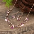 3pcs Handcrafted Enamel Petal Hollow Leaf Necklace + Earrings Set, Elegant and Sophisticated Jewelry for Parties, Festivals, or Music Festivals – Perfect Gift for Valentine's Day, Mother’s Day, Thanksgiving, and Christmas Celebrations