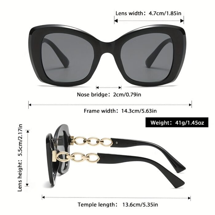 TITANORA Women'S Large Frame Fashion Glasses Chain - Cat Eye Design, Polycarbonate Frame with Metal Hinges, Decorative Eyewear for Casual Attire & Everyday Use, Stylish Accessory, Sleek Eyewear, Durable Eyewear - Image 10