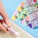 6pcs Cartoon Fruit Triangular Erasers - Cute Rubber Erasers with Watermelon, Avocado, Banana & More Designs, Durable for School & Office Use, Perfect Birthday or Christmas Gift, Cute Erasers, Office Stationery, Playful Design, Highquality Erasers