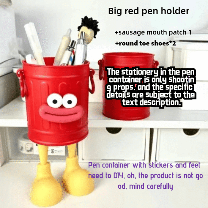 3pcs Cartoon Personality Pen Holder Set, Simple Vintage Office Storage Pencil Case, Desktop Organizer Bucket, Ideal Gift for Home and Study Stationery Storage - Image 13