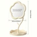 Floral Makeup Mirror with Rotating Base - Pastel Pink Vanity Mirror, No Battery Needed, Sturdy Glass Surface & Elegant Floral design for Dorm, Bedroom, Bathroom, Desk - Cute Decorative Makeup Mirror for Women & Teens, Dorm Room Essentials, Playful Aesthetic, Polished Finish, Teen Accessories