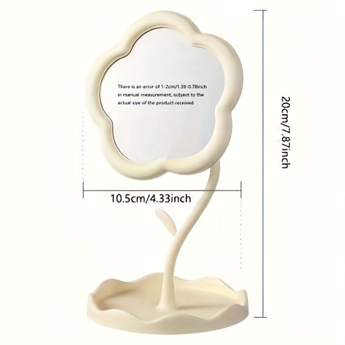 Floral Makeup Mirror with Rotating Base - Pastel Pink Vanity Mirror, No Battery Needed, Sturdy Glass Surface & Elegant Floral design for Dorm, Bedroom, Bathroom, Desk - Cute Decorative Makeup Mirror for Women & Teens, Dorm Room Essentials, Playful Aesthetic, Polished Finish, Teen Accessories - Image 8