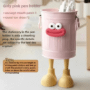 3pcs Cartoon Personality Pen Holder Set, Simple Vintage Office Storage Pencil Case, Desktop Organizer Bucket, Ideal Gift for Home and Study Stationery Storage