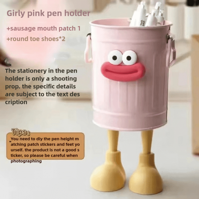 3pcs Cartoon Personality Pen Holder Set, Simple Vintage Office Storage Pencil Case, Desktop Organizer Bucket, Ideal Gift for Home and Study Stationery Storage - Image 9