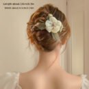 Elegant Fabric Rose Hairpin - Flat Hair Clip with Soft Pink & White Floral Design, Secure Hold for Thick/Thin Hair, Casual & Special Occasions, Comfortable Everyday Hair Accessories, Sophisticated Accessory