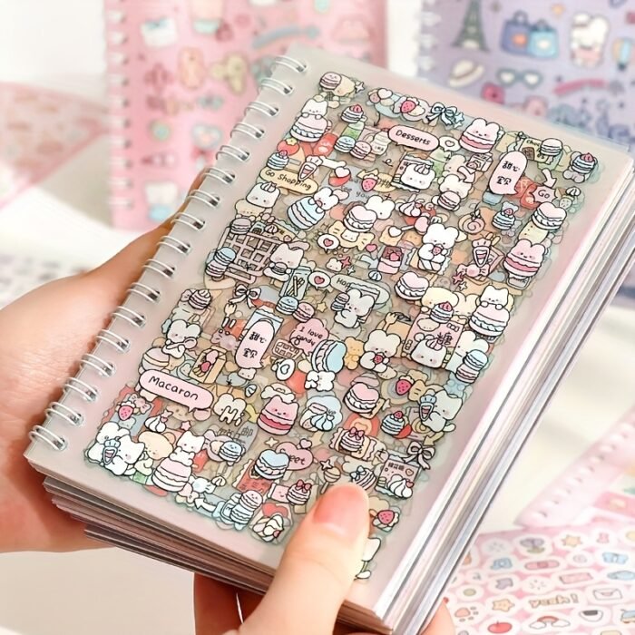 16 Sheets Cute Animal Stickers Notebook - Adorable Cartoon Animal Designs, Self-Adhesive, Mixed Colors, Perfect for Scrapbooking, DIY Projects, and Personalizing Gifts, Scrapbooking Supplies|Playful Design|Glossy Finish - Image 2