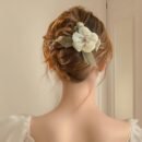 Elegant Fabric Rose Hairpin - Flat Hair Clip with Soft Pink & White Floral Design, Secure Hold for Thick/Thin Hair, Casual & Special Occasions, Comfortable Everyday Hair Accessories, Sophisticated Accessory