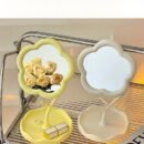 Floral Makeup Mirror with Rotating Base - Pastel Pink Vanity Mirror, No Battery Needed, Sturdy Glass Surface & Elegant Floral design for Dorm, Bedroom, Bathroom, Desk - Cute Decorative Makeup Mirror for Women & Teens, Dorm Room Essentials, Playful Aesthetic, Polished Finish, Teen Accessories