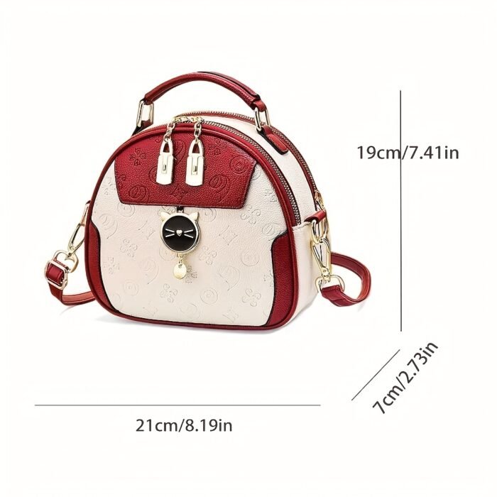 Stylish Black Crossbody Bag with Cat Pendant Charm, Detachable Shoulder Strap, and Golden-Tone Hardware - Perfect for Travel, Daily Use, and Shopping, Travel Bag|Chic Accessory|Polyester Lined Bag - Image 5