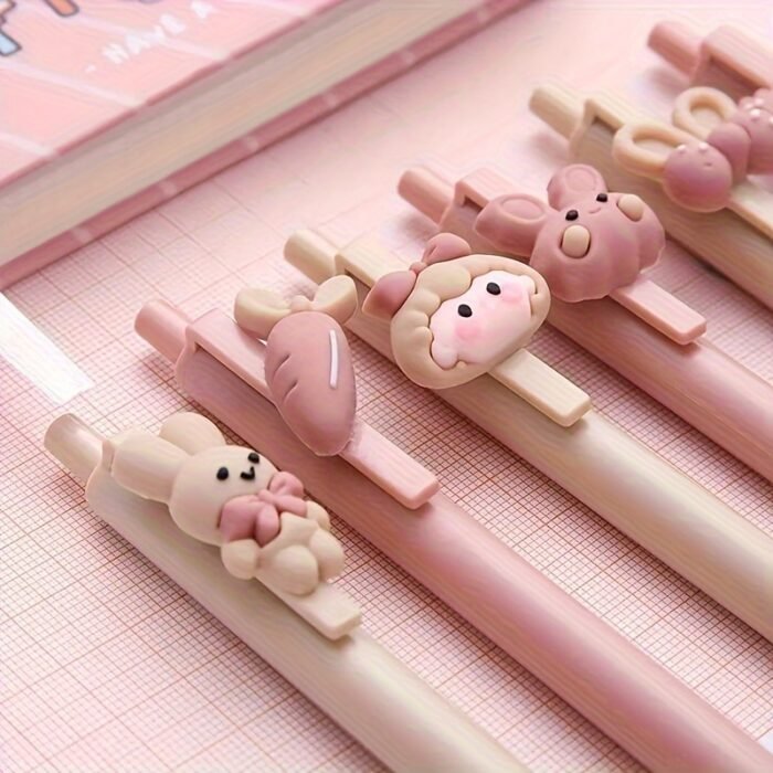 3-Pack Cute Rabbit Retractable Ballpoint Pens, Assorted Colors, No Feathers, Smooth Writing Stationery - Image 3