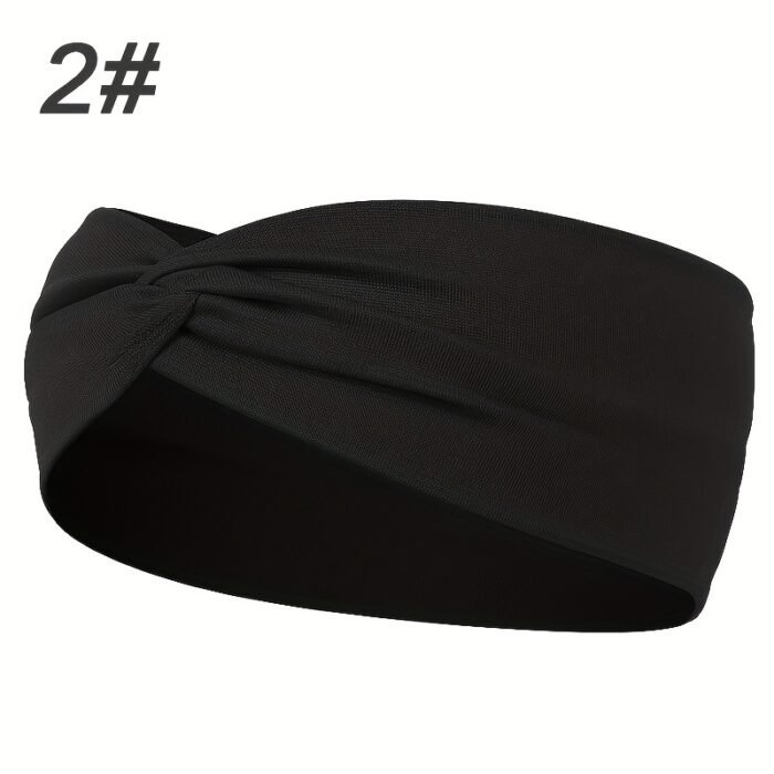 1pcs Solid Color Headband Twist Knotted Hair Band Elastic Hair Band Non Slip Sweat Band Headwear - Image 19