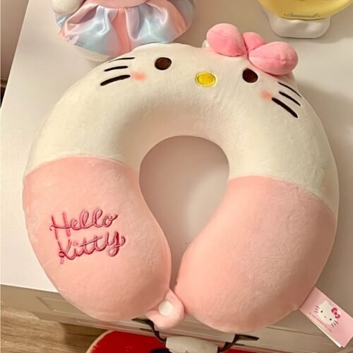 For Hello Kitty U-Shaped Neck Pillow - Soft Coral Fleece, Washable Polyester, Ideal for Napping, Office Work, Travel, and Festive Gifts, Travel Pillow | Playful Design | Durable Fabric, for Hello Kitty Pillow