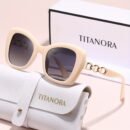 TITANORA Women'S Large Frame Fashion Glasses Chain - Cat Eye Design, Polycarbonate Frame with Metal Hinges, Decorative Eyewear for Casual Attire & Everyday Use, Stylish Accessory, Sleek Eyewear, Durable Eyewear