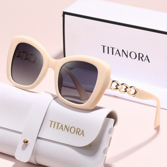 TITANORA Women'S Large Frame Fashion Glasses Chain - Cat Eye Design, Polycarbonate Frame with Metal Hinges, Decorative Eyewear for Casual Attire & Everyday Use, Stylish Accessory, Sleek Eyewear, Durable Eyewear - Image 7