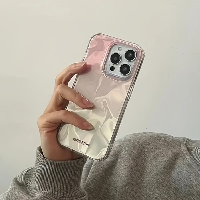 A Brand New Pink Gradient Water Ripple Phone Case Suitable for iPhone 11/12/13/14/15/16, Including iPhone 16/15/14/13/12/11 Pro Max, XS/XR/X/7/8, Made of TPU with a Transparent White Mixed Color - Image 3