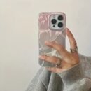 A Brand New Pink Gradient Water Ripple Phone Case Suitable for iPhone 11/12/13/14/15/16, Including iPhone 16/15/14/13/12/11 Pro Max, XS/XR/X/7/8, Made of TPU with a Transparent White Mixed Color