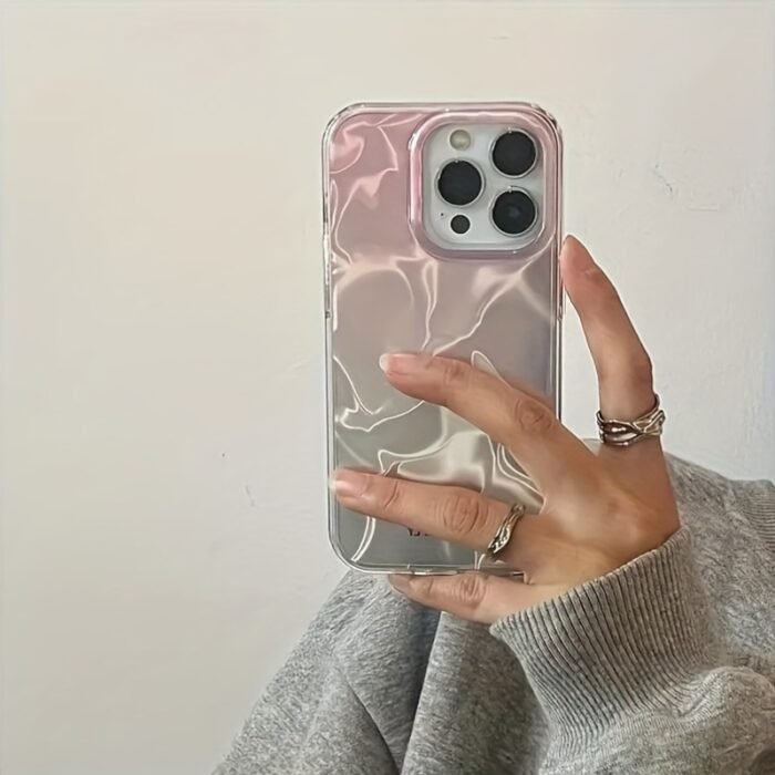 A Brand New Pink Gradient Water Ripple Phone Case Suitable for iPhone 11/12/13/14/15/16, Including iPhone 16/15/14/13/12/11 Pro Max, XS/XR/X/7/8, Made of TPU with a Transparent White Mixed Color - Image 6