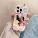 Colorful Small Flower Heart Letter Pattern Cream Shell Mirror Phone Case, Suitable for Iphone 11 12 13 14 15 16 Pro Max 12 Pro Max 13 Pro Max 14 Pro Max 15 Pro 16 Pro Max Mirror Cream Shell Material - Transparent - Heart Small Flower Mirror