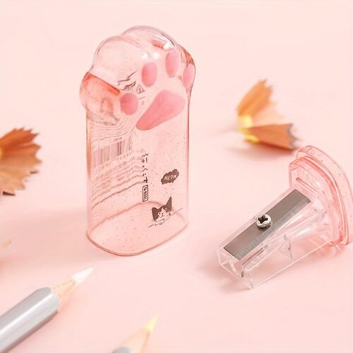 [Pink Cute Titanium Pencil Sharpener] Chic Cat Claw Pencil Sharpener - Titanium Alloy, Pink, Cute & Creative Design for Everyday Office Use