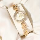 Women's Rhinestone Flower Design Bracelet Watch, Perfect for Birthday Gifts and Casual Attire